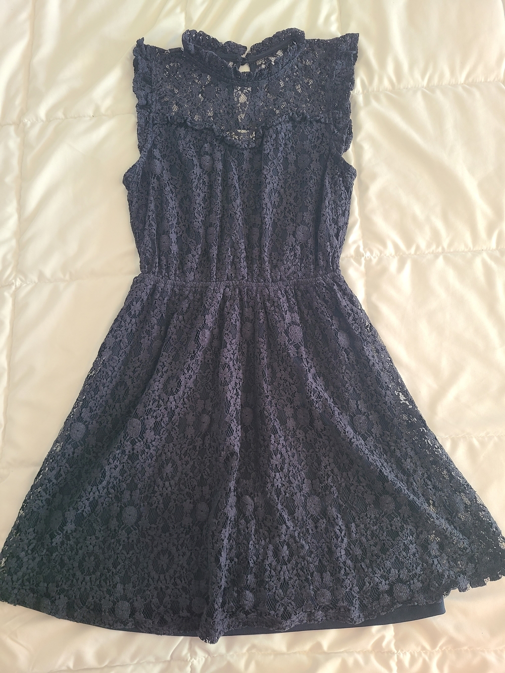 Monteau Lace Fit-and-Flare Dress in Navy
